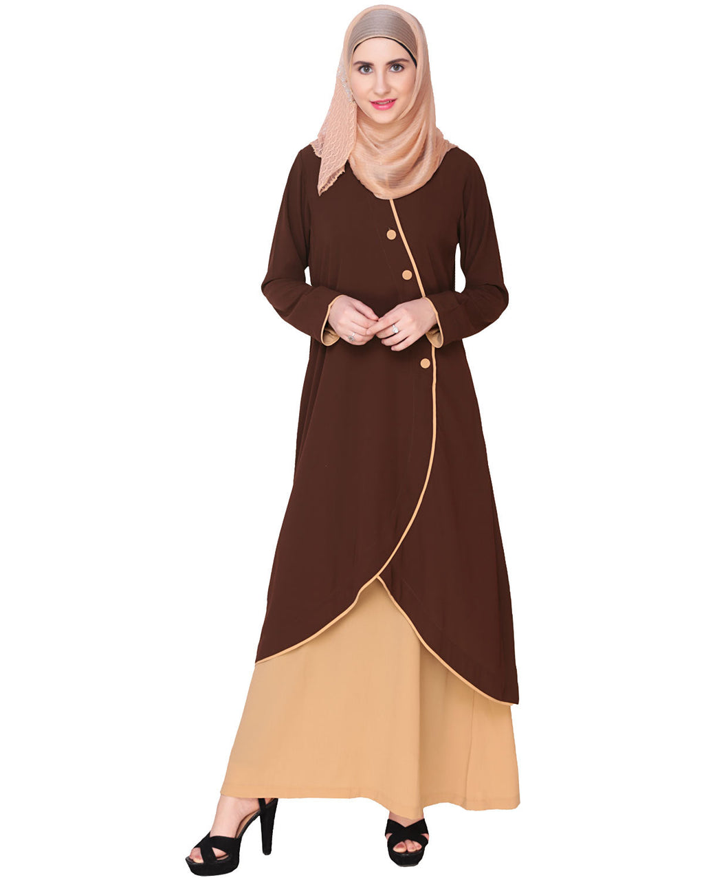 Two-in-one Abaya Black & Grey