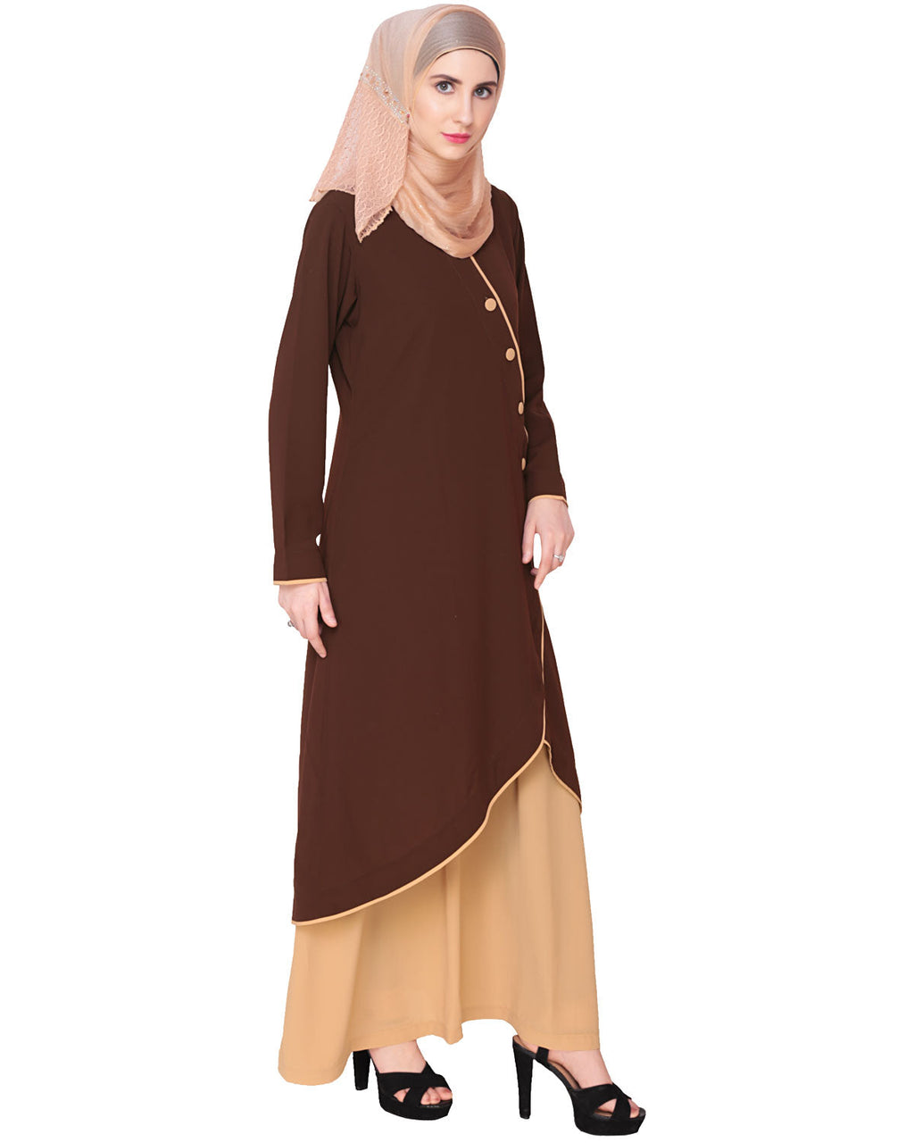 Two-in-one Abaya Black & Grey