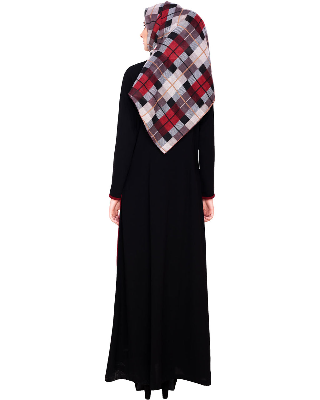 Black Abaya With Panel BLUE GREY