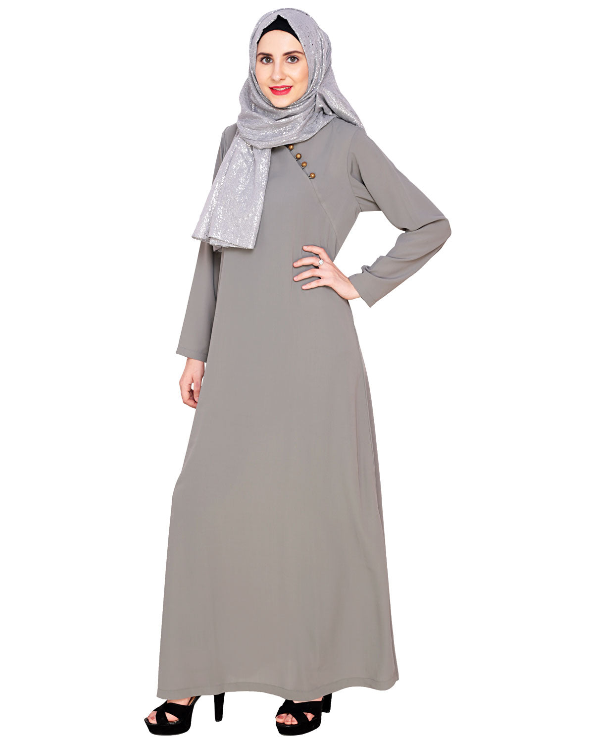 Trendy Abaya Dress Grey