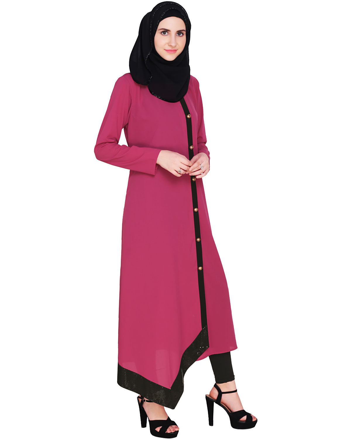 Fuchsia Button-down Abaya