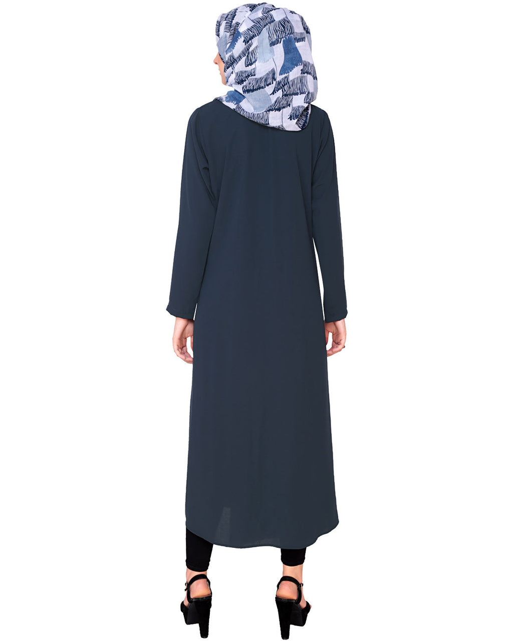 Blue Button-down Abaya Blue