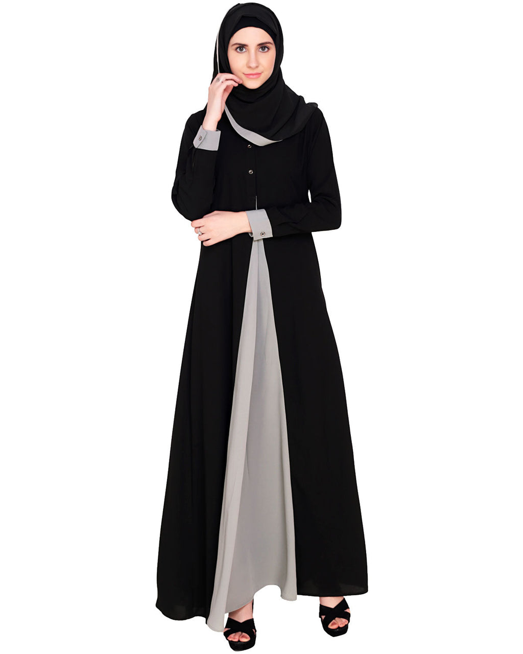 Pretty Layered Abaya Grey