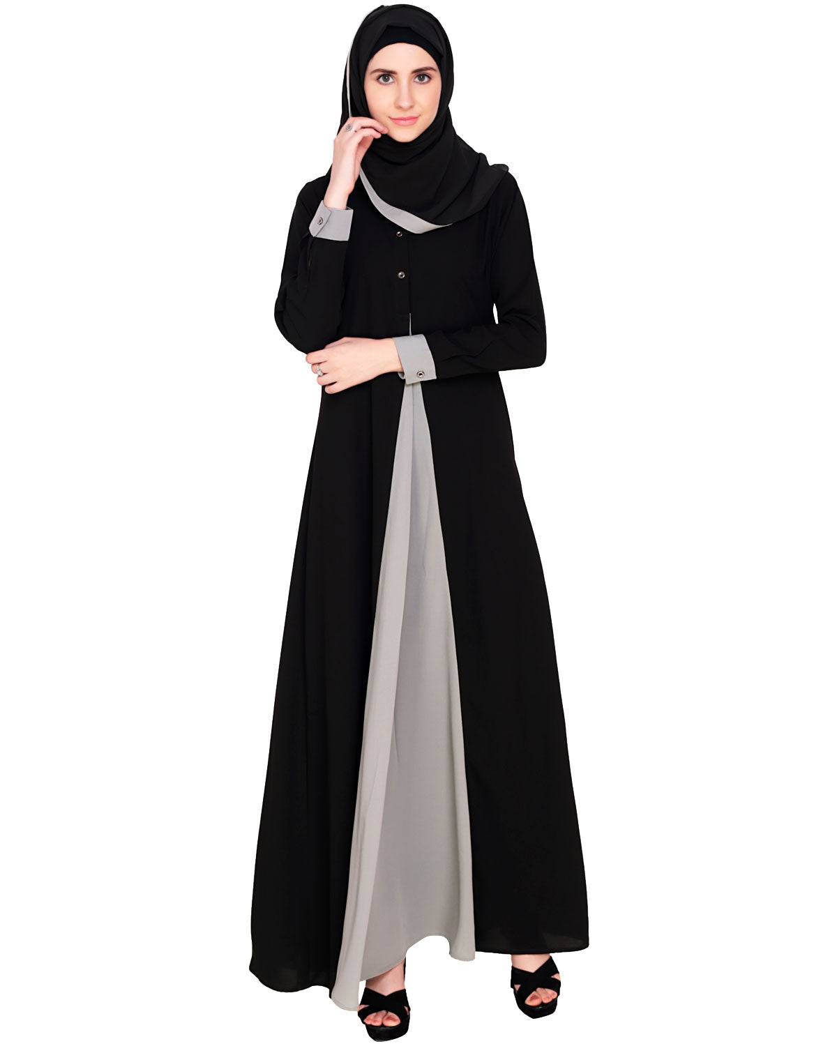 Pretty Layered Abaya Grey