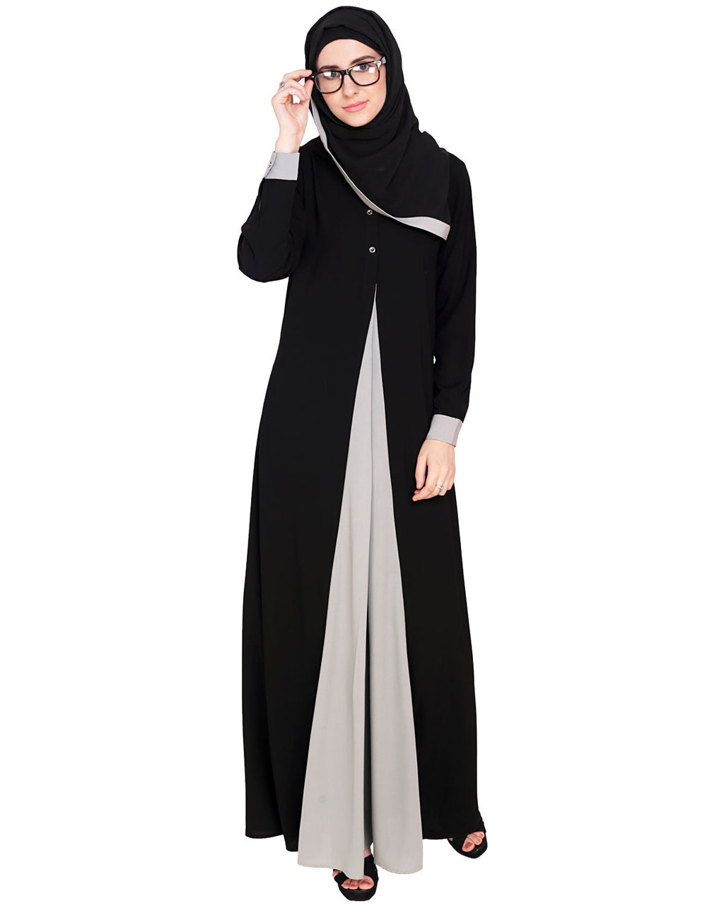 Pretty Layered Abaya Grey