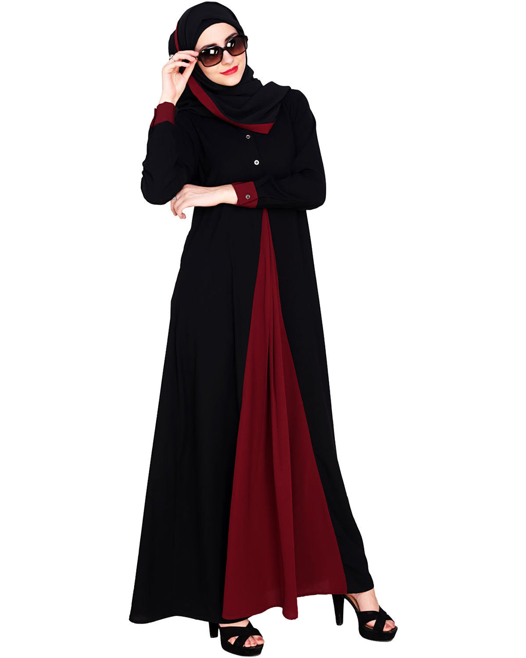 Pretty Layered Abaya Wine