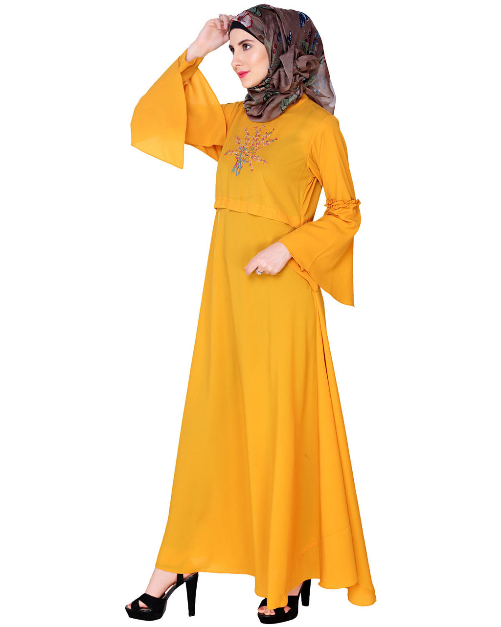 Crew Collar Abaya Yellow