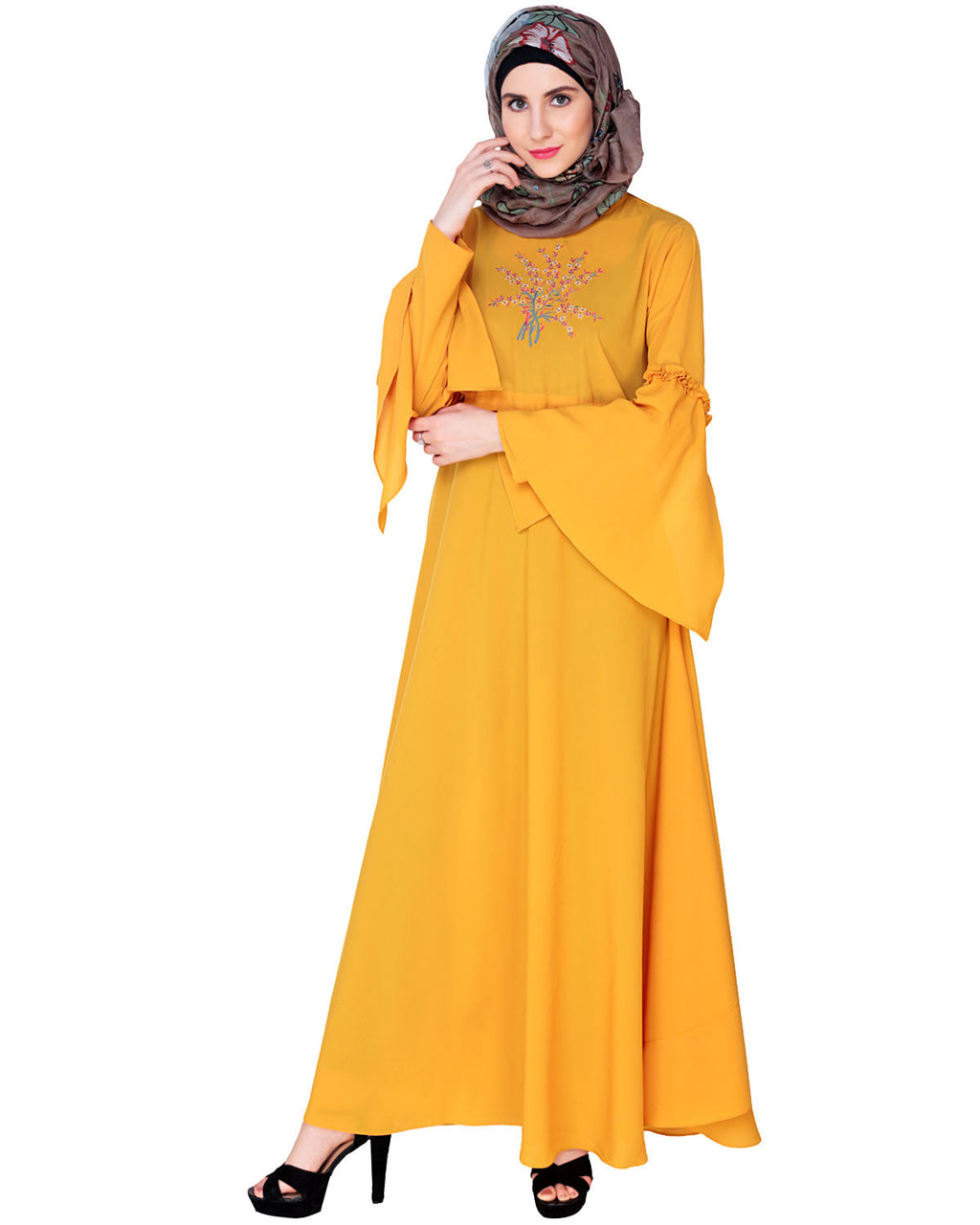 Crew Collar Abaya Yellow