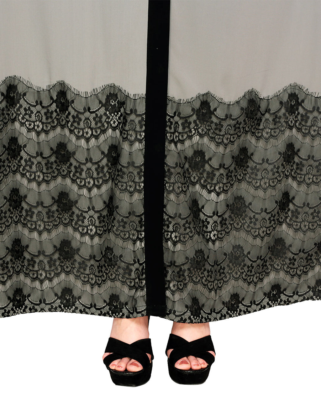 Laced Abaya Grey & Black