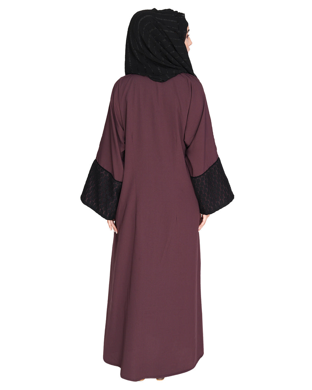 Elegant Crochet Lace Dubai Style Abaya Purple