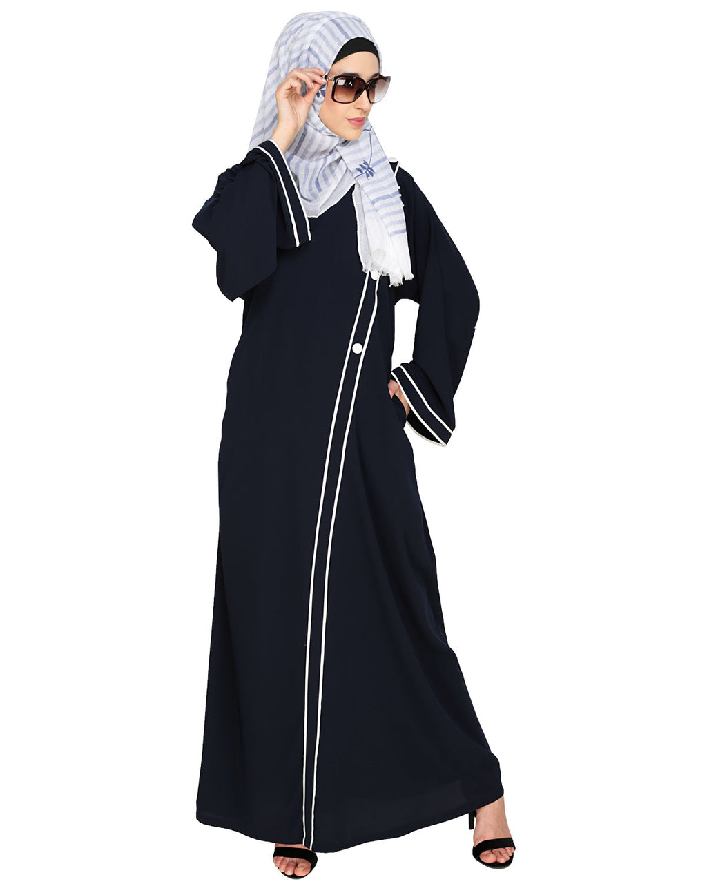 Intrigue Angrakha Dubai Style Abaya Blue
