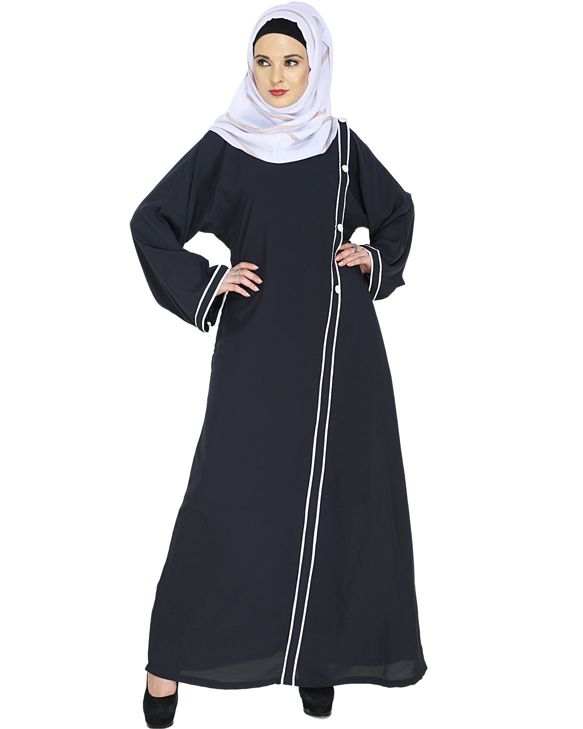Intrigue Angrakha Dubai Style Abaya Grey