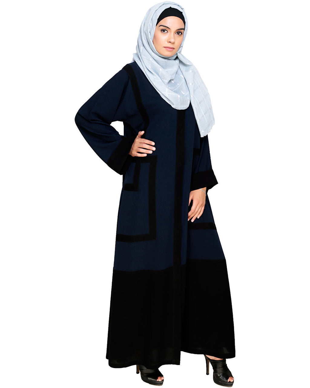 Quirky Dubai Style Abaya with detailing Blue
