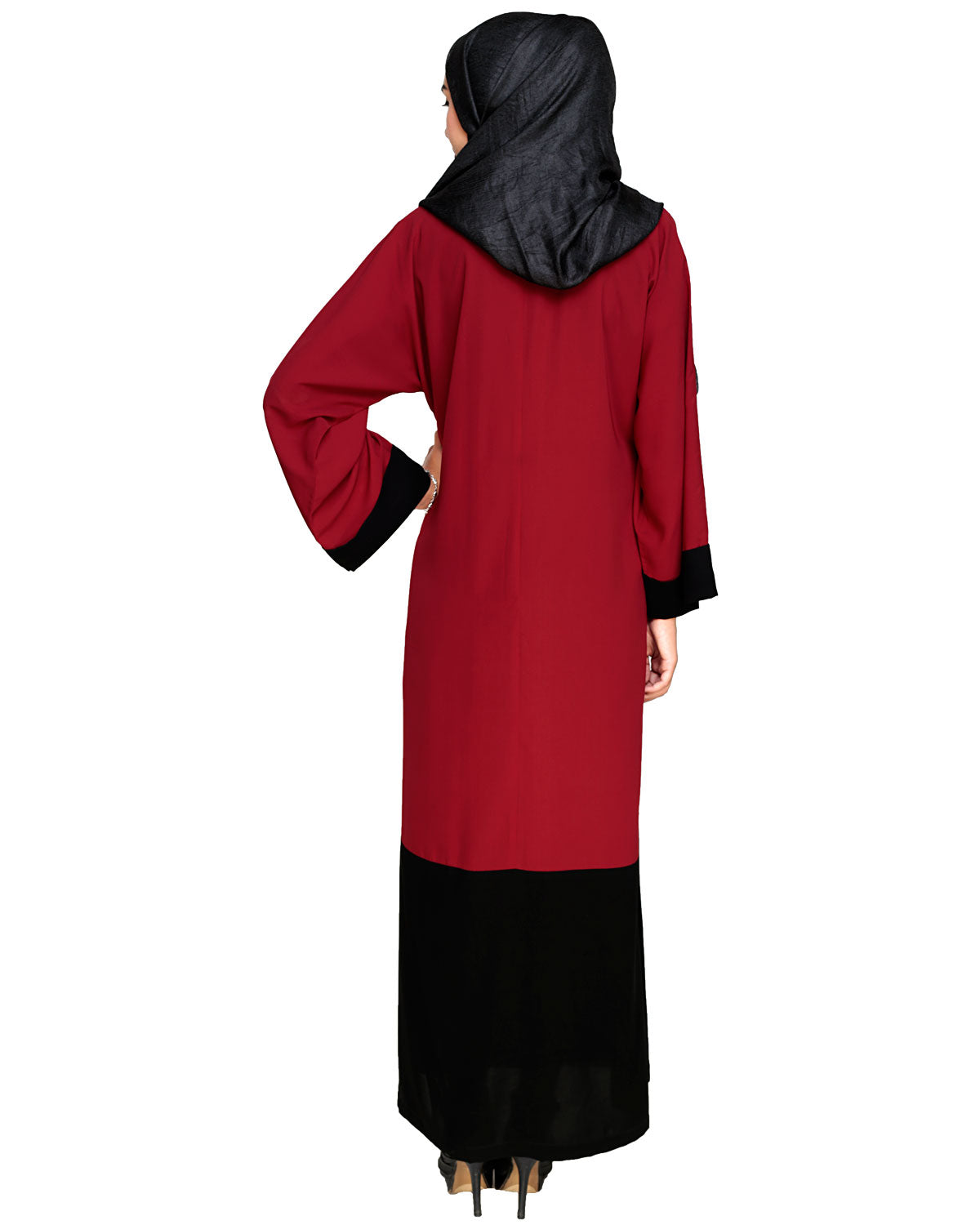 Quirky Dubai Style Abaya with detailing Maroon