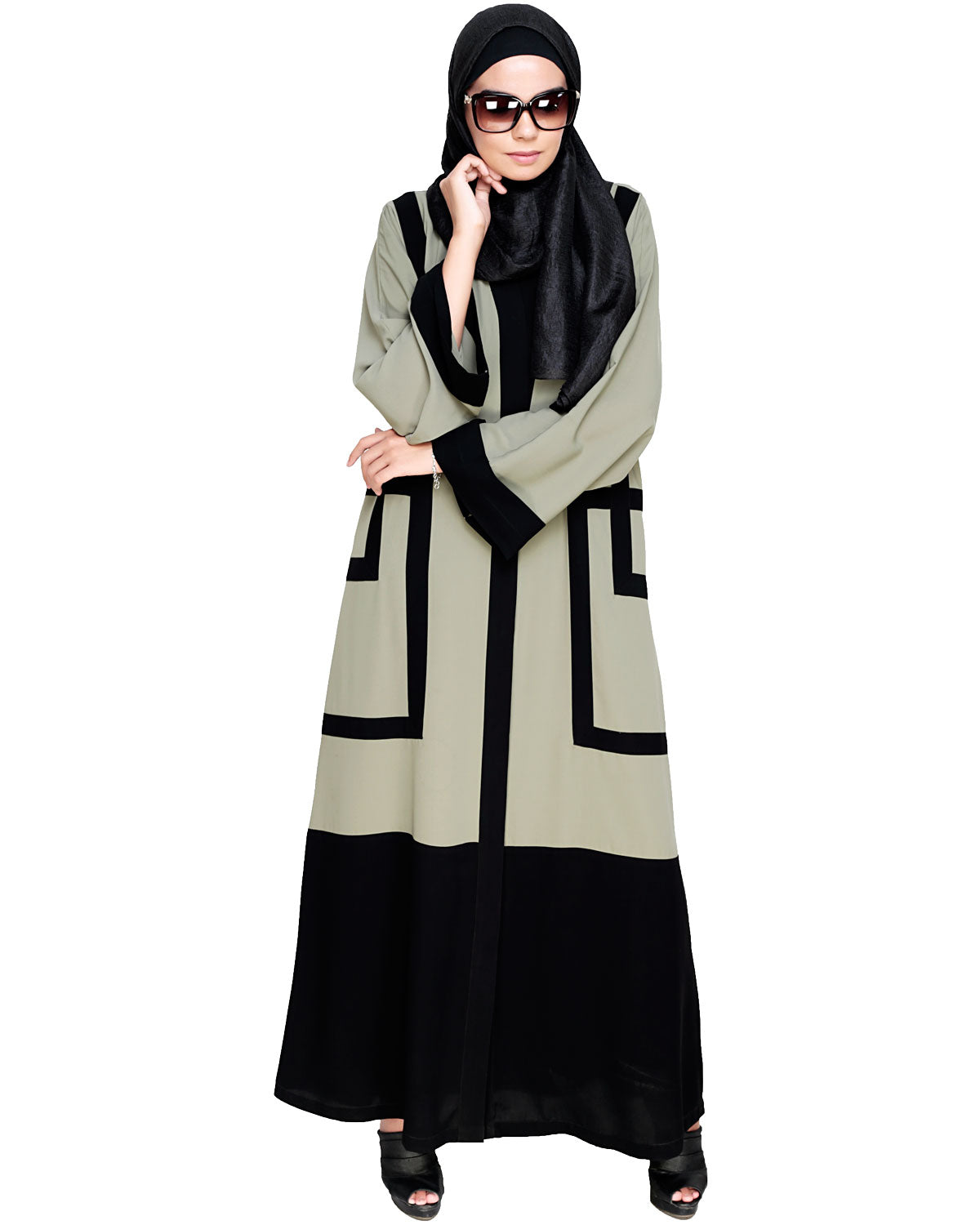 Quirky Dubai Style Abaya with detailing Mint