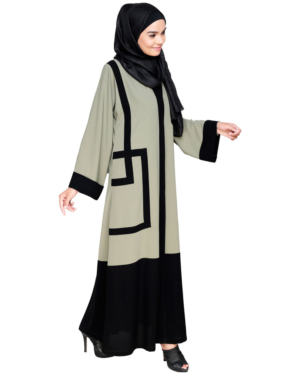 Quirky Dubai Style Abaya with detailing Mint