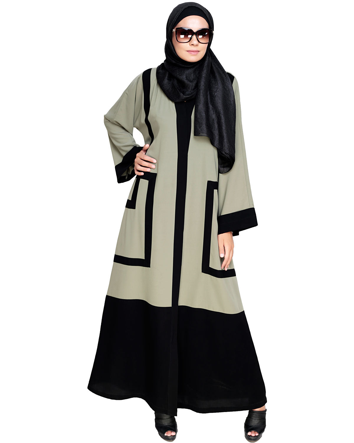 Quirky Dubai Style Abaya with detailing Mint