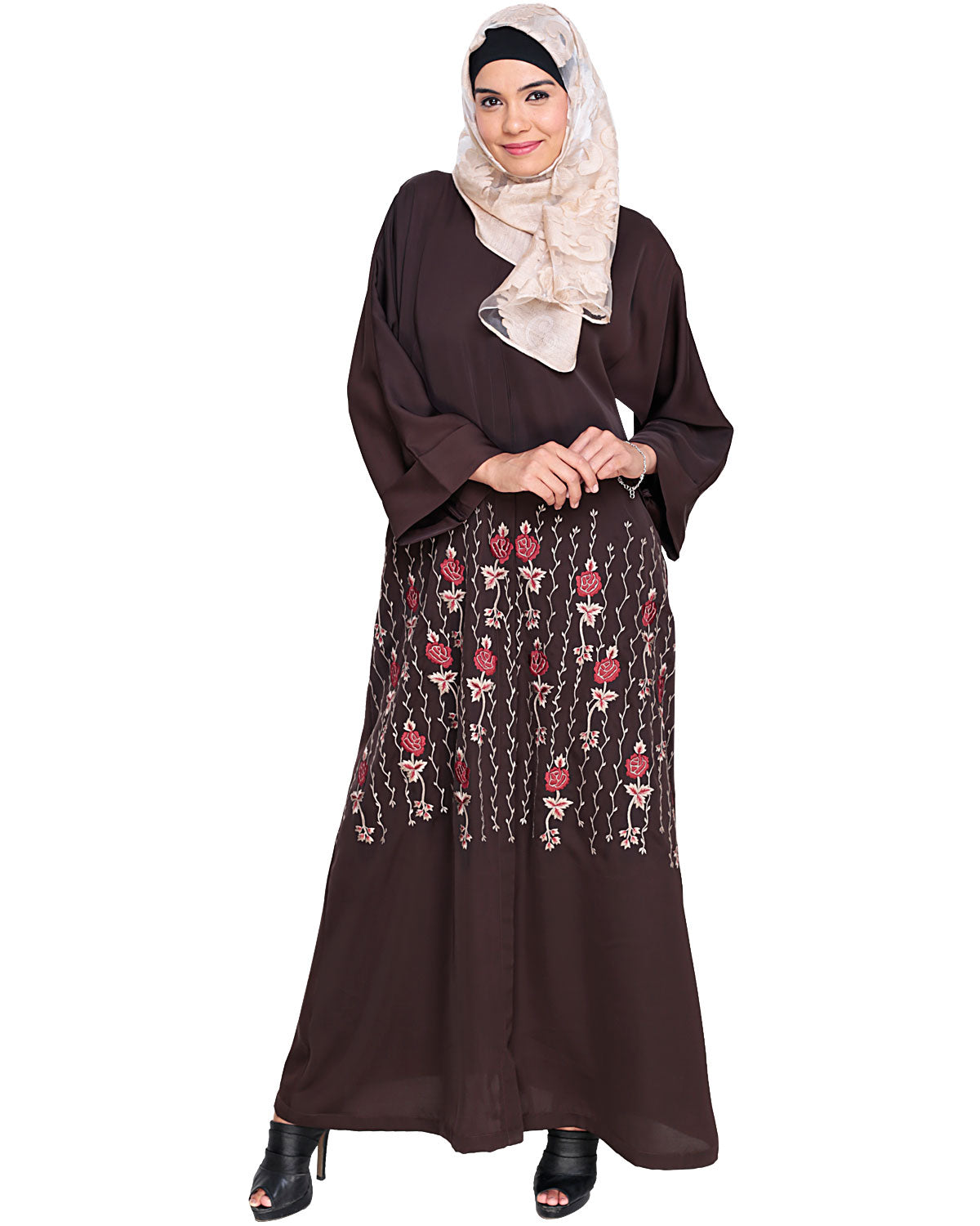 Orchid Dubai Style Abaya Dark Brown