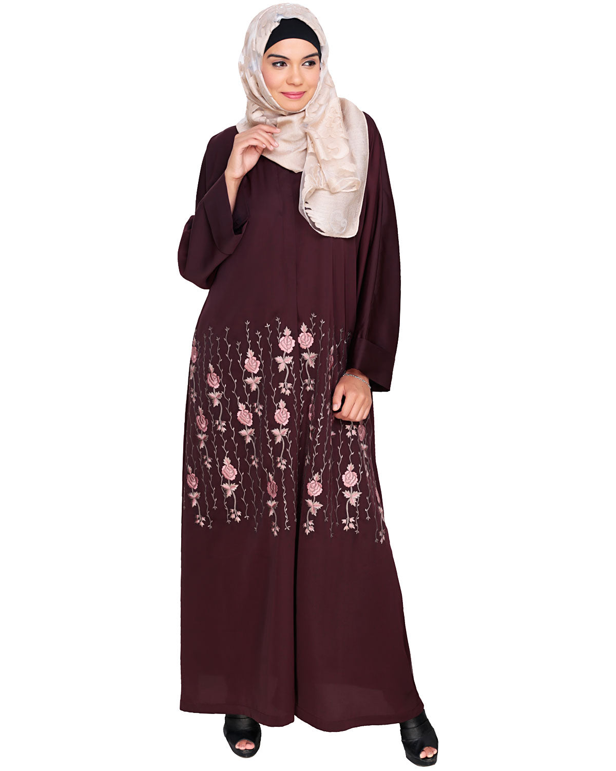 Orchid Dubai Style Abaya Deep Wine