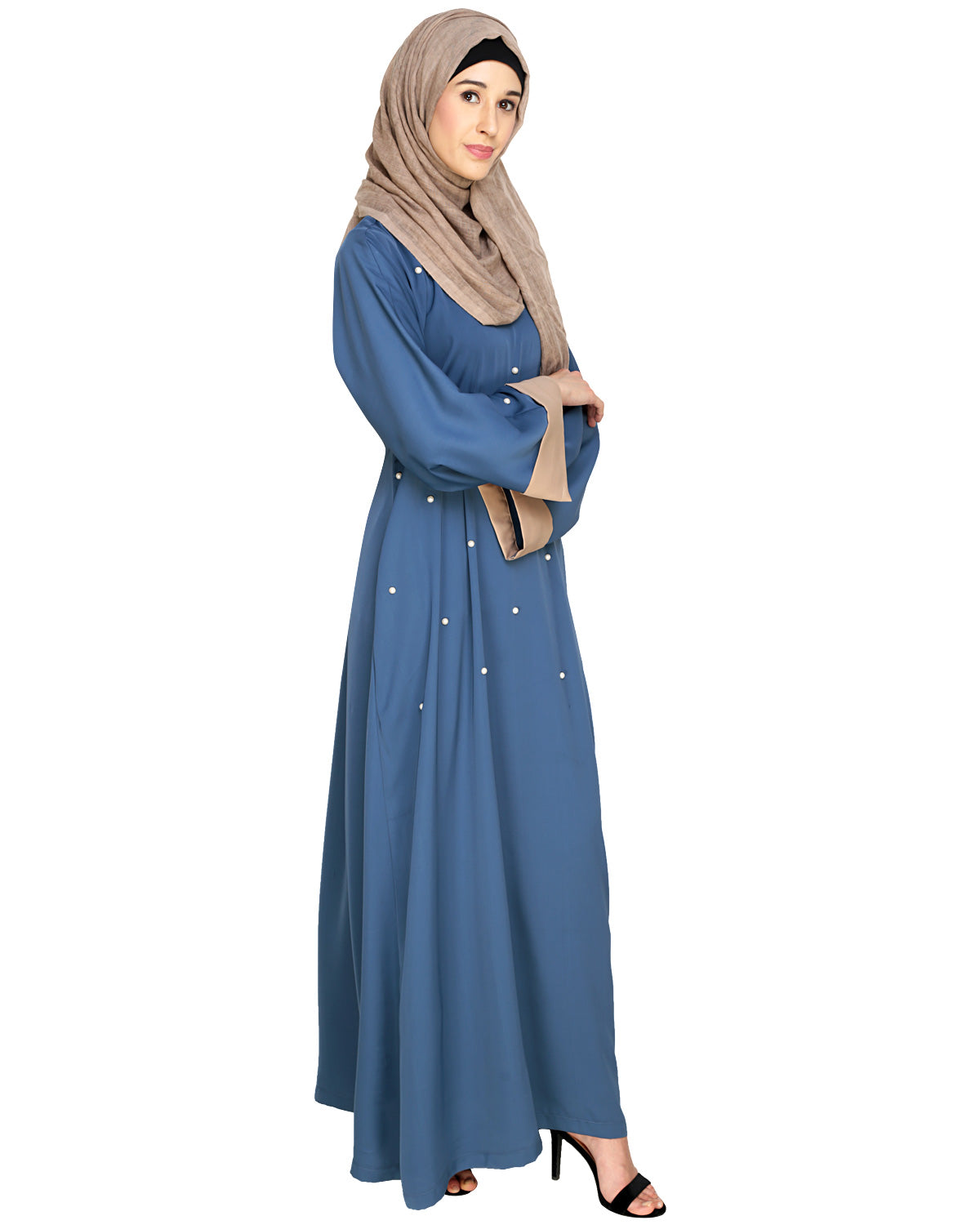 Pearl Delight Dubai Style Abaya Blue