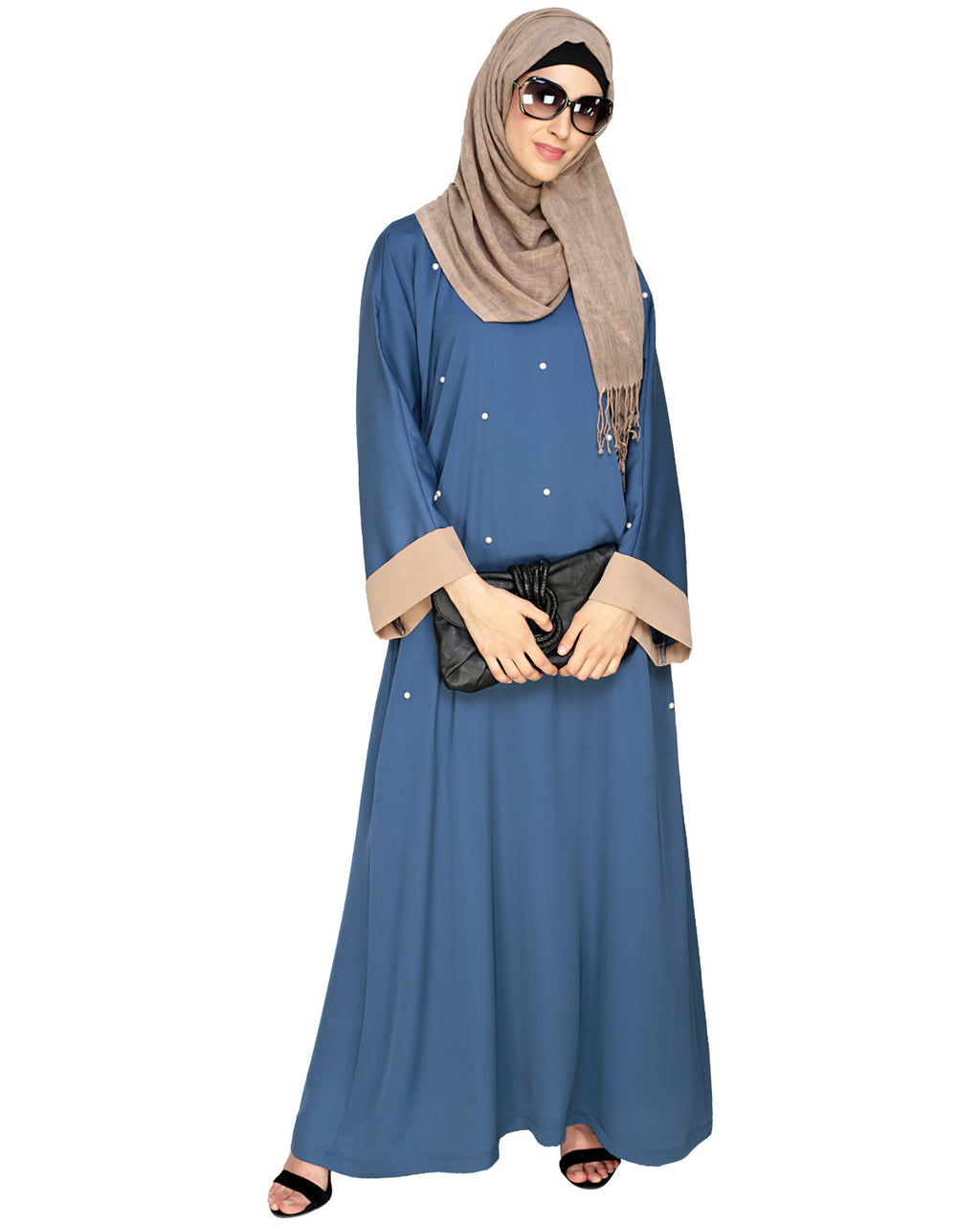 Pearl Delight Dubai Style Abaya Blue