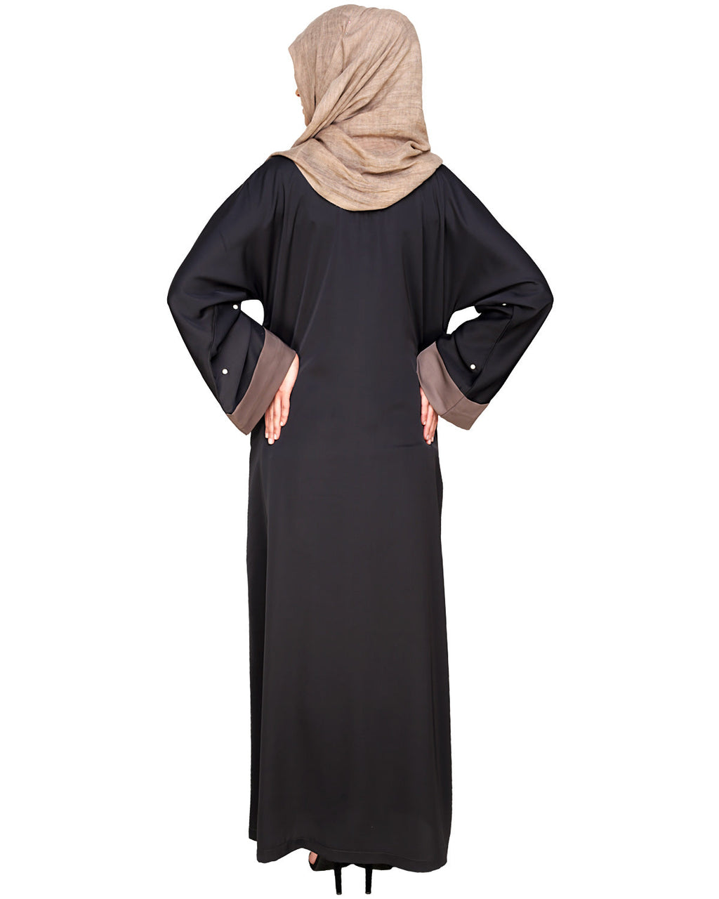 Pearl Delight Dubai Style Abaya Dark Grey