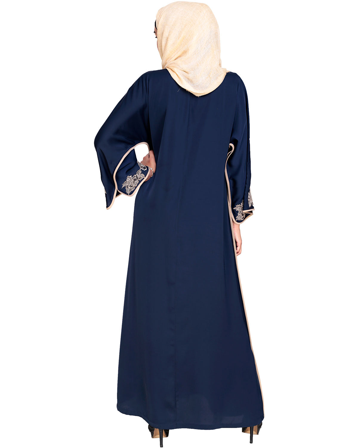 Bewitching Floral Dubai Style Embroidered Abaya Blue