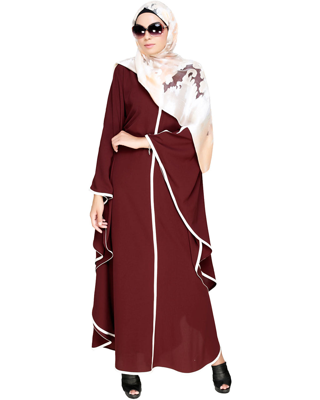 Modish Black Kaftan with White Detailing Brown