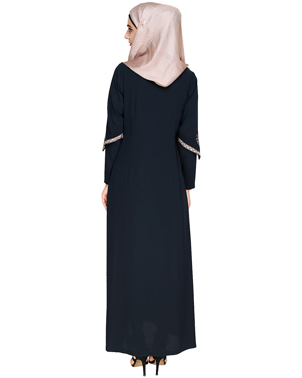 Bygone Front Zipper Abaya Blue