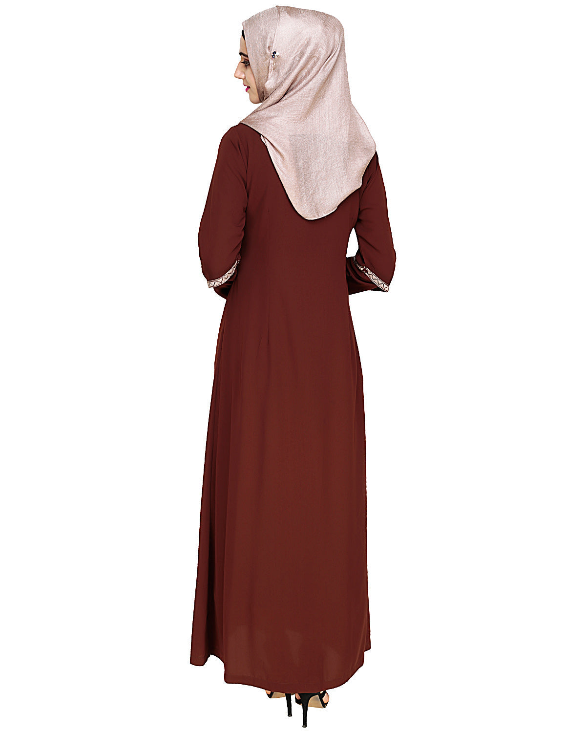 Bygone Front Zipper Abaya Brown