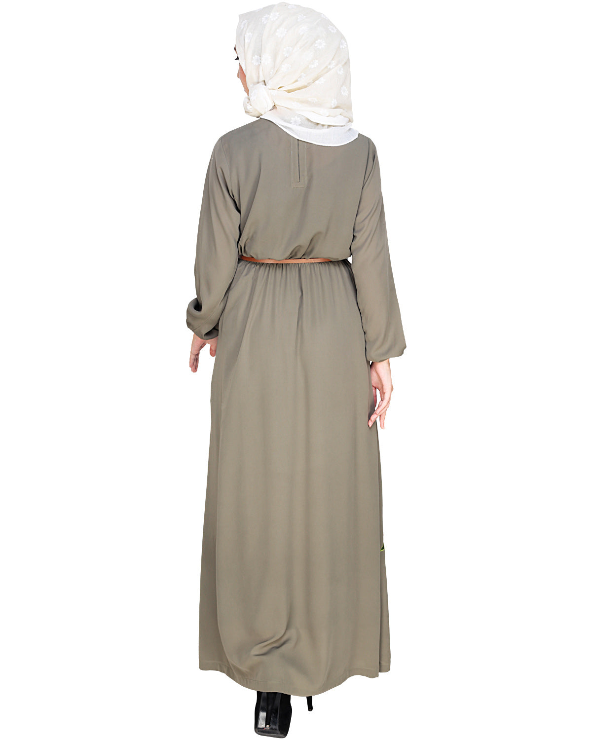 Plush Embroidered Maxi Dress Abaya Dead Mint