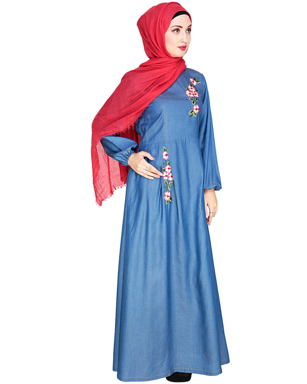 Box Pleated Abaya Blue