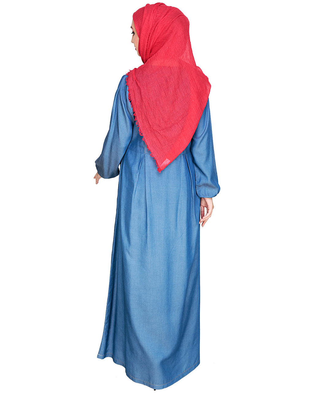 Box Pleated Abaya Blue