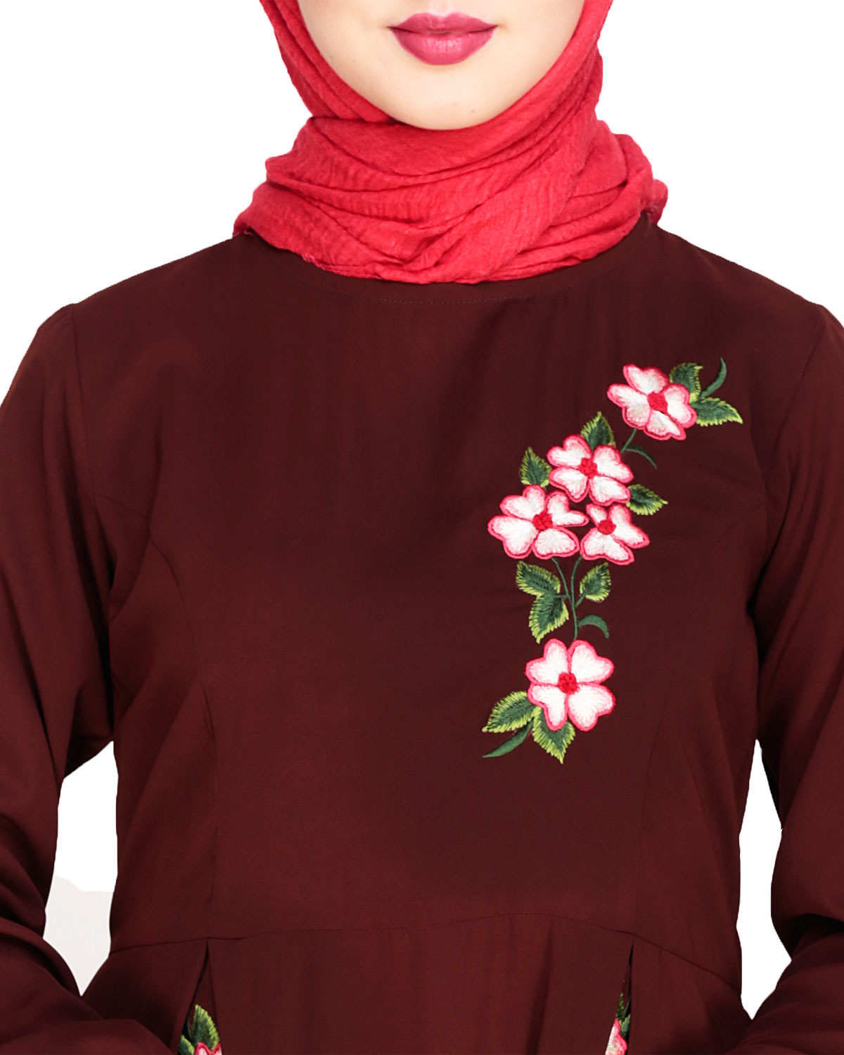 Box Pleated Abaya Brown