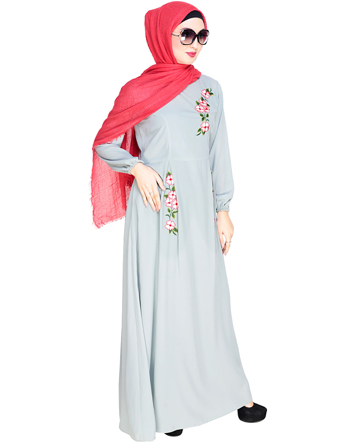 Box Pleated Abaya Sage Green