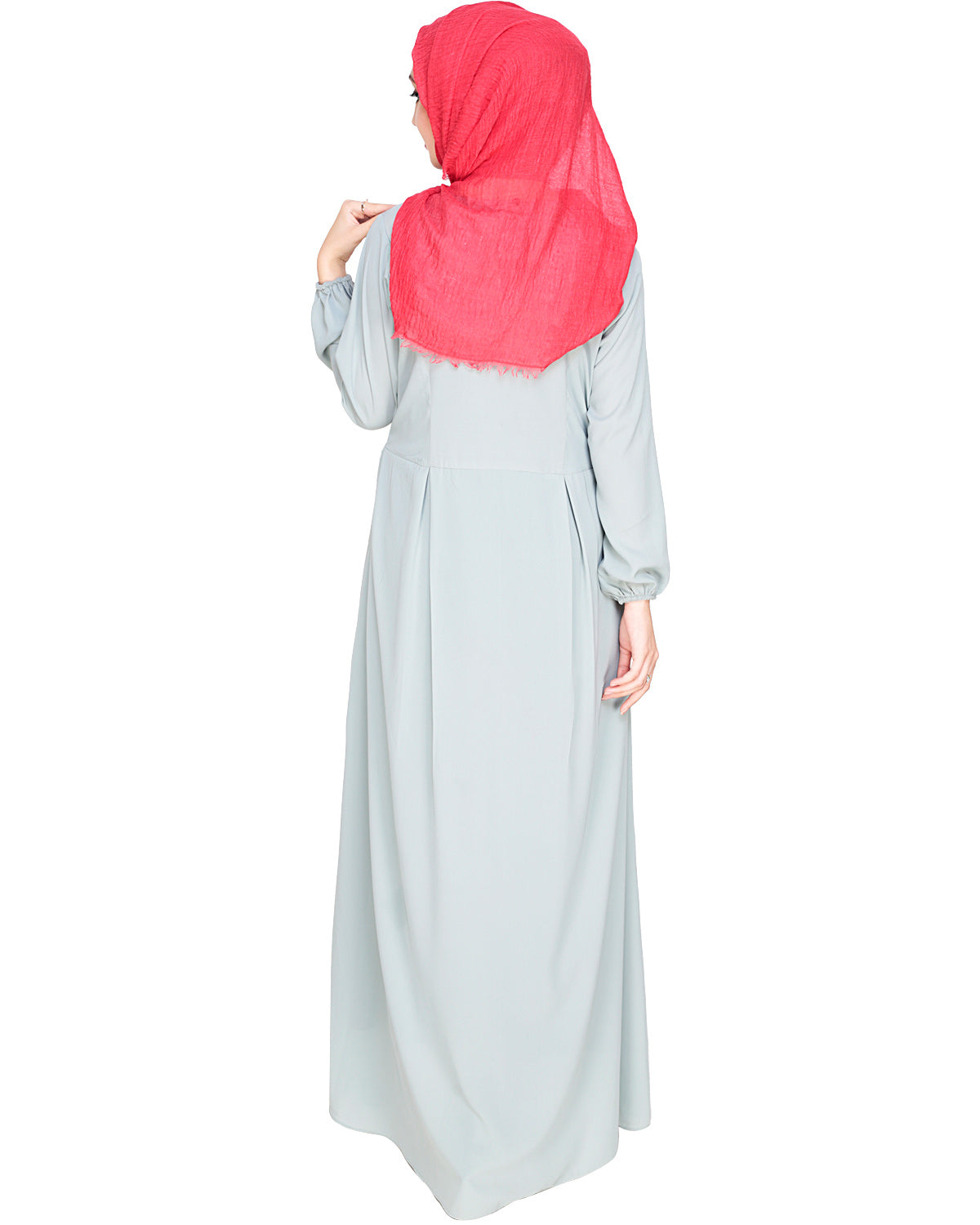 Box Pleated Abaya Sage Green