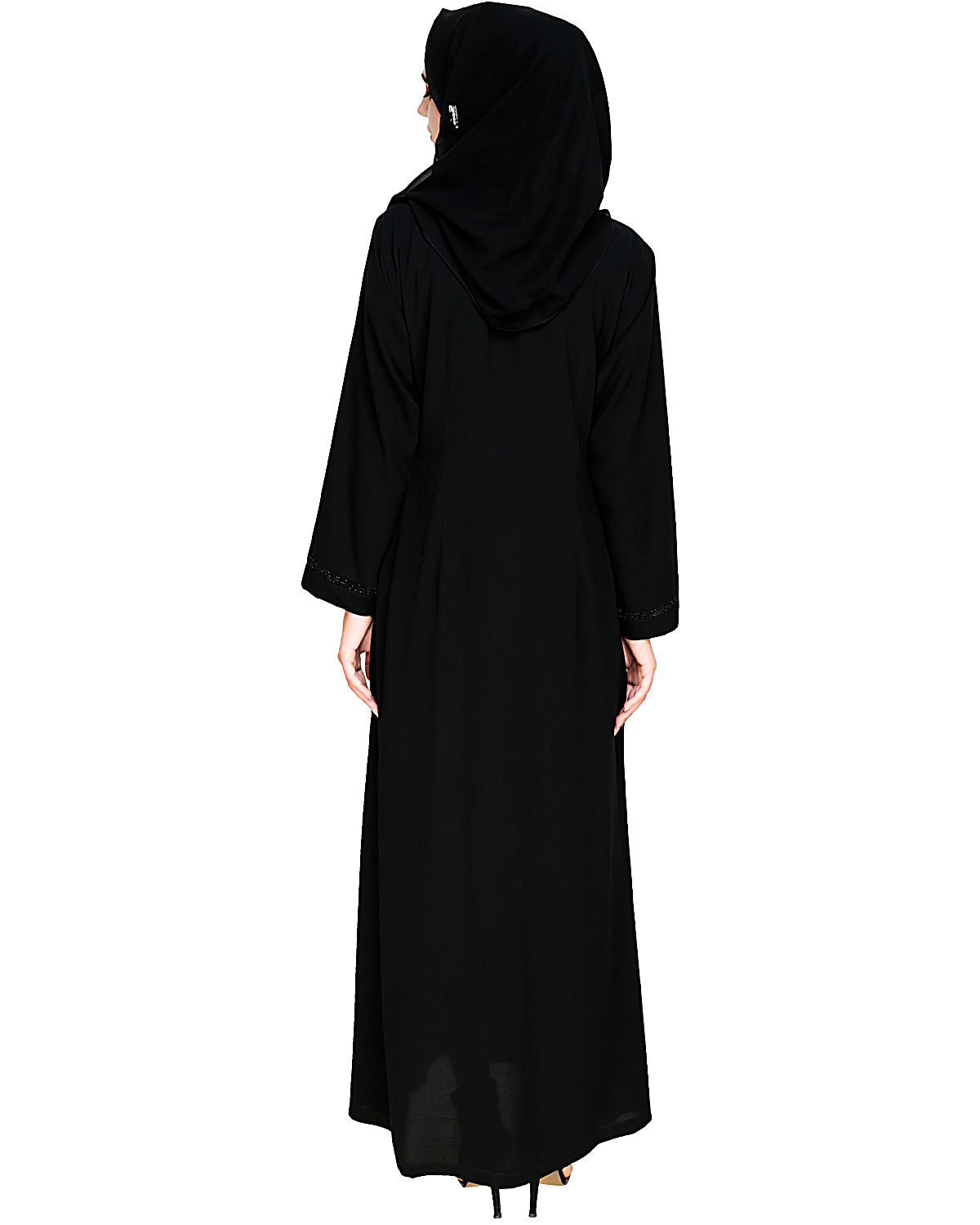 Exquisite Stone Work Stylish Black Dubai Style Abaya Black