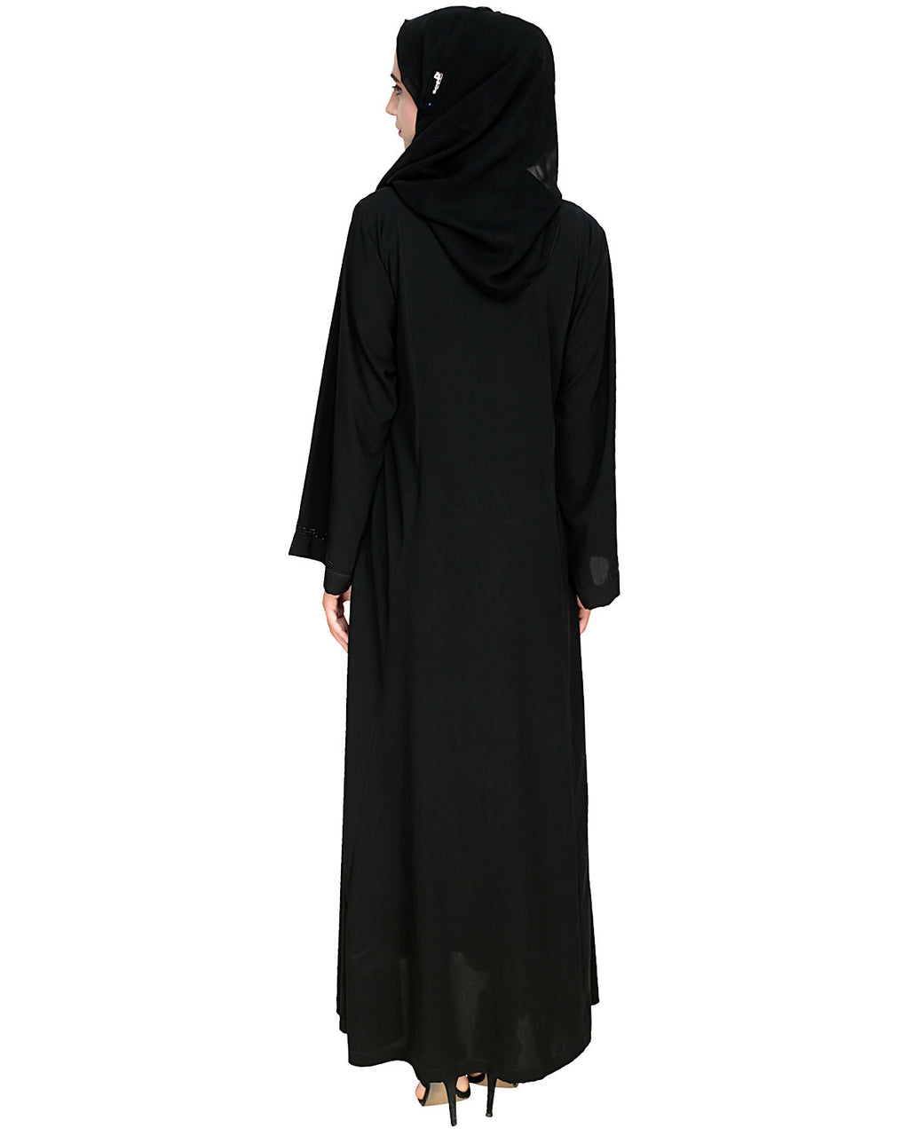 Exquisite Stone Work Designer Black Dubai Style Abaya Black