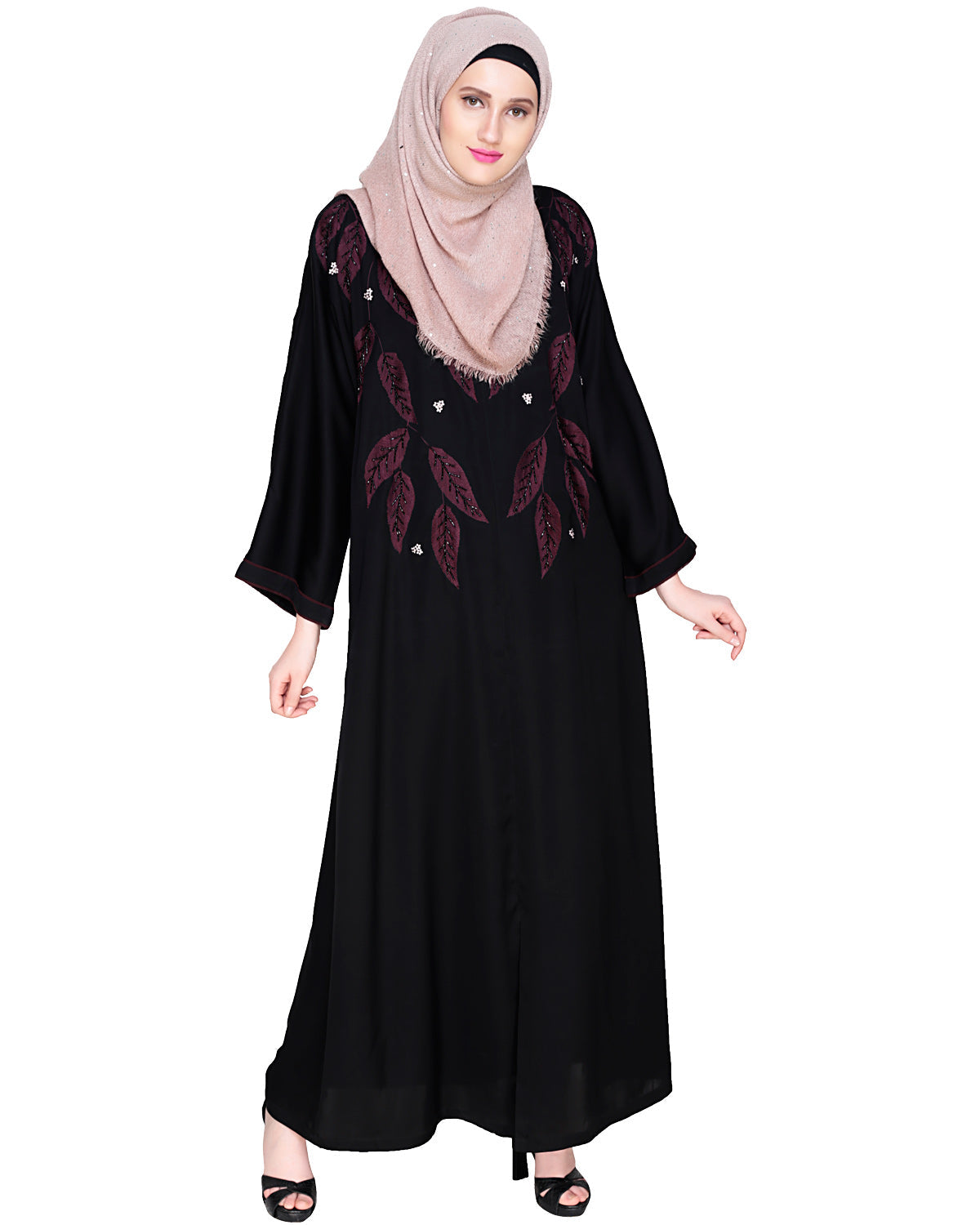 Blossomy Dubai Style Abaya Black