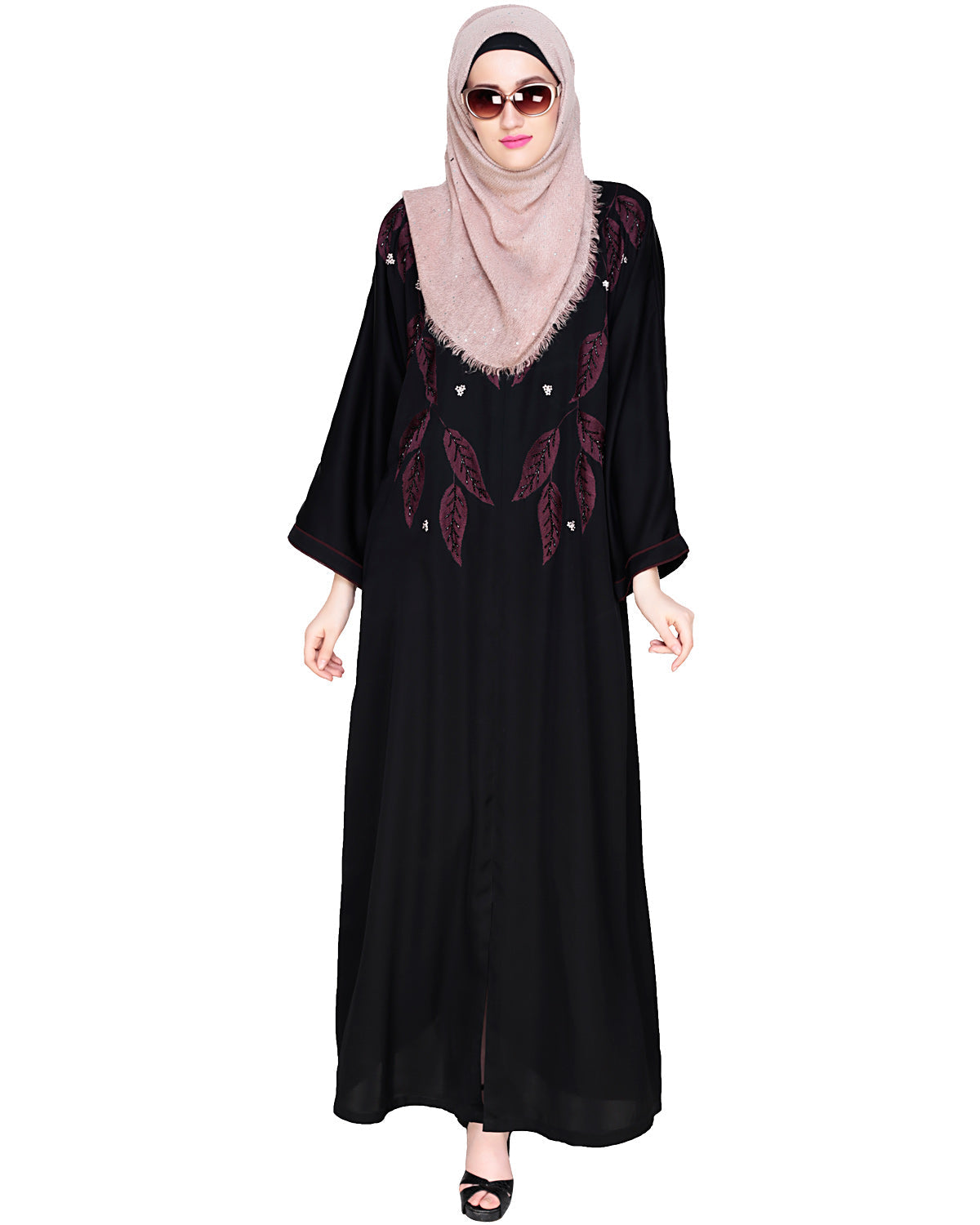 Blossomy Dubai Style Abaya Black