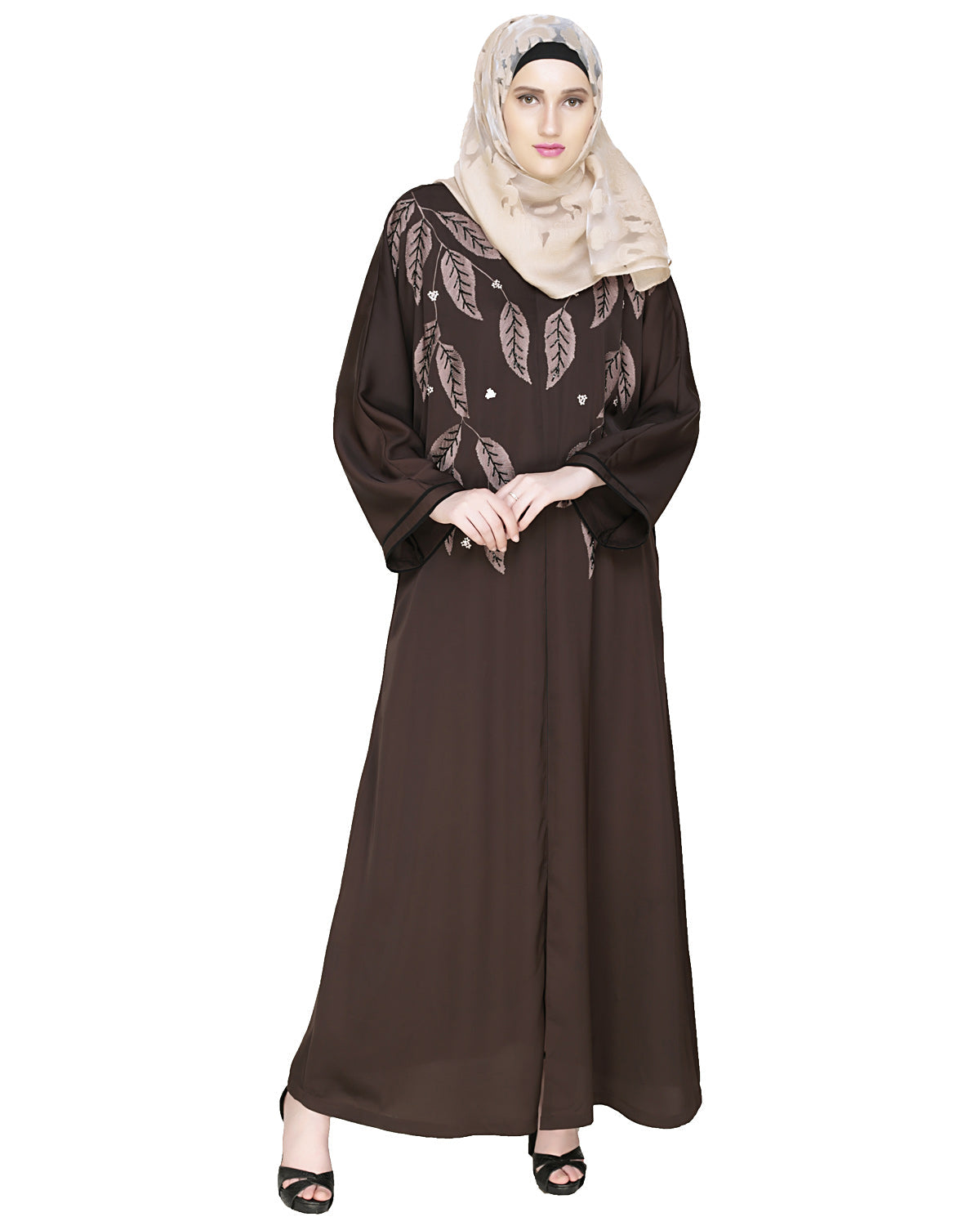 Blossomy Dubai Style Abaya Dark Brown