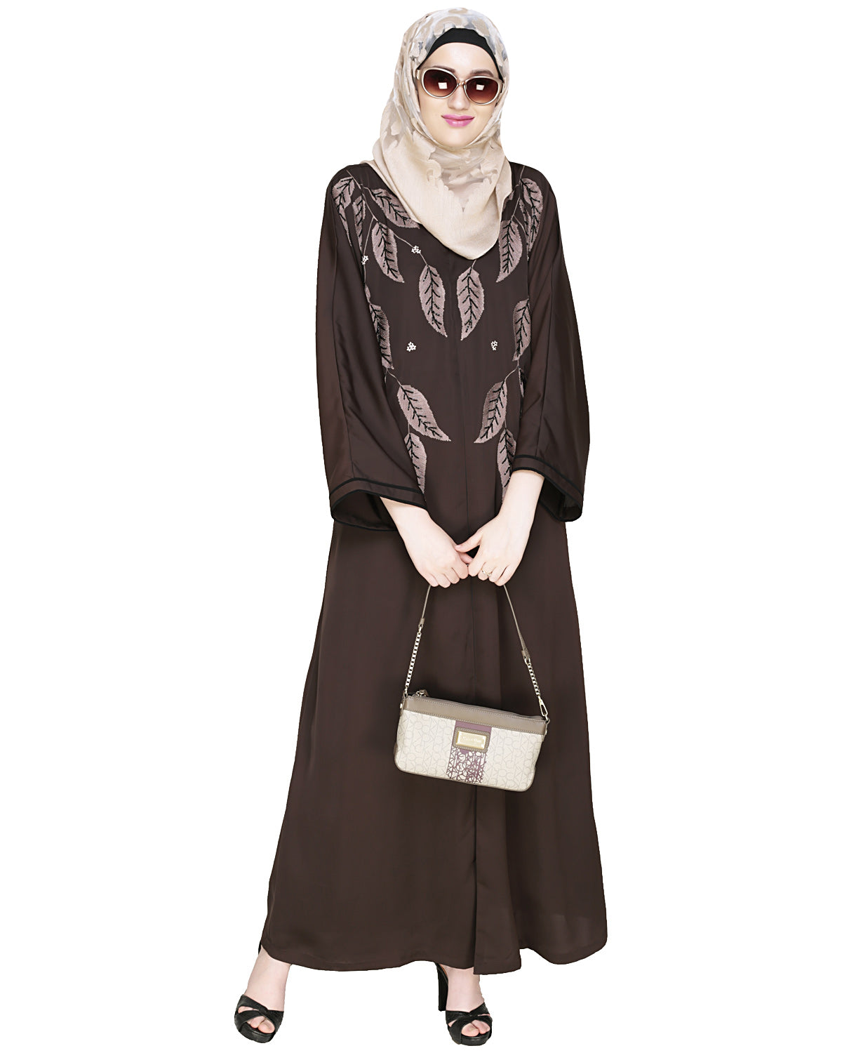 Blossomy Dubai Style Abaya Dark Brown