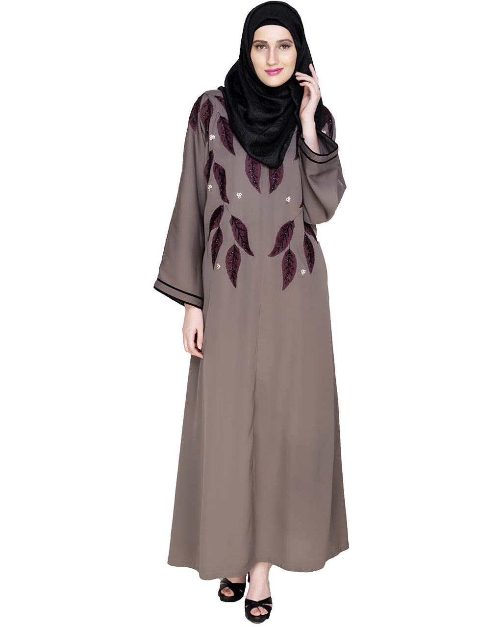 Blossomy Dubai Style Abaya Umber Brown