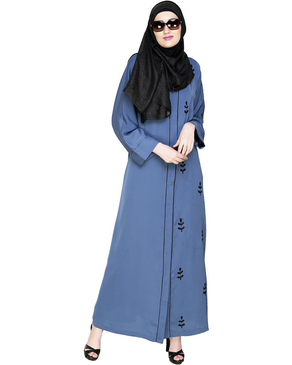 Botanic Beaded Dubai Style Abaya Oak Brown