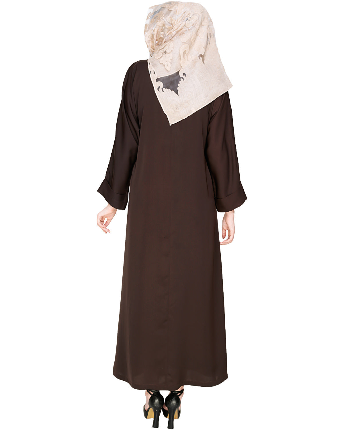 Botanic Beaded Dubai Style Abaya Oak Brown