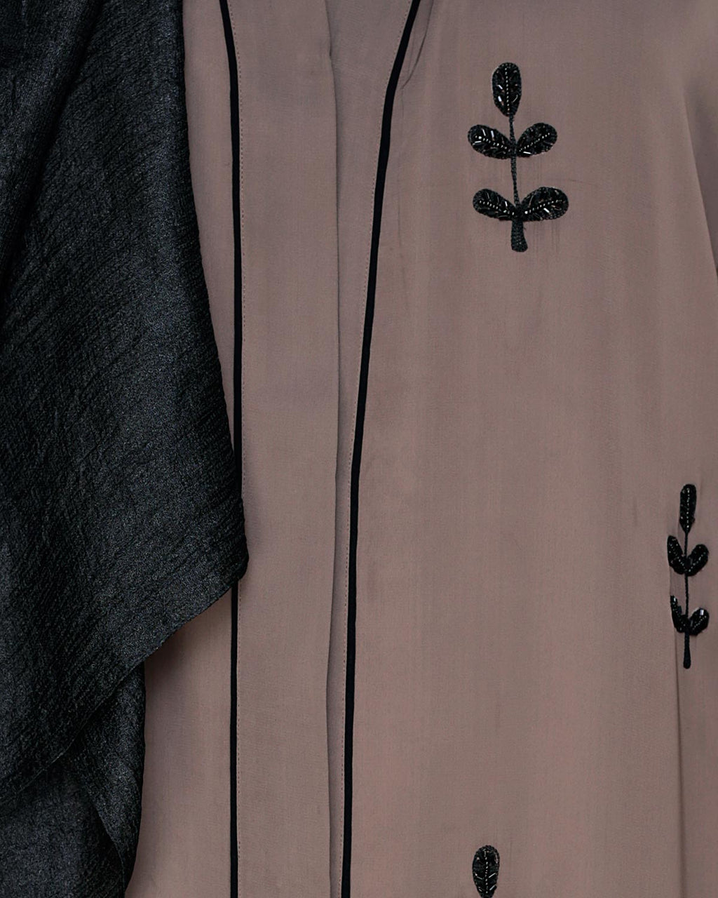 Botanic Beaded Dubai Style Abaya Oak Brown