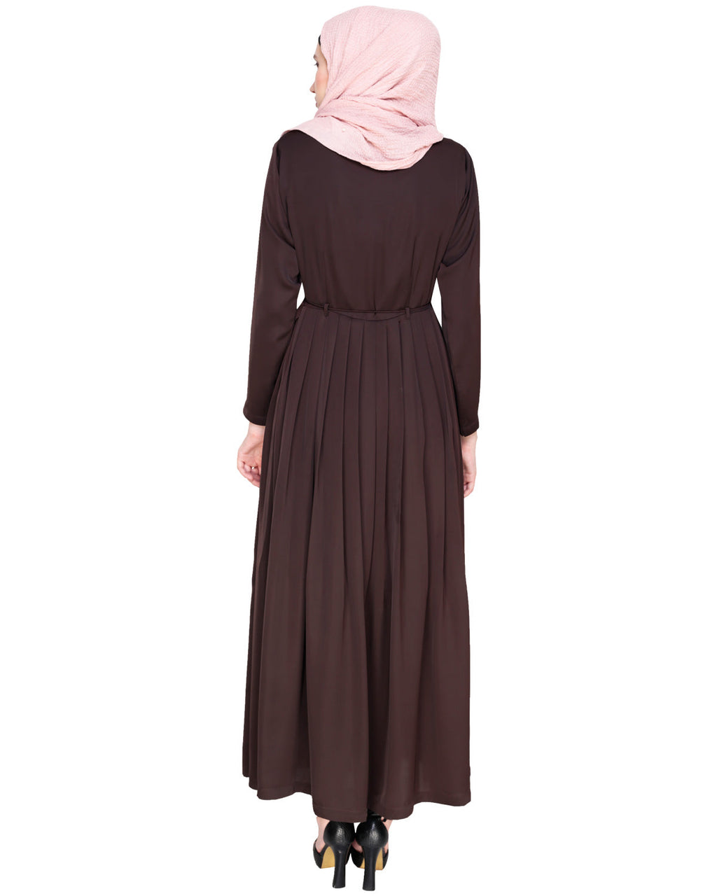 Sylvan Pleated Dubai Style Abaya Brown S