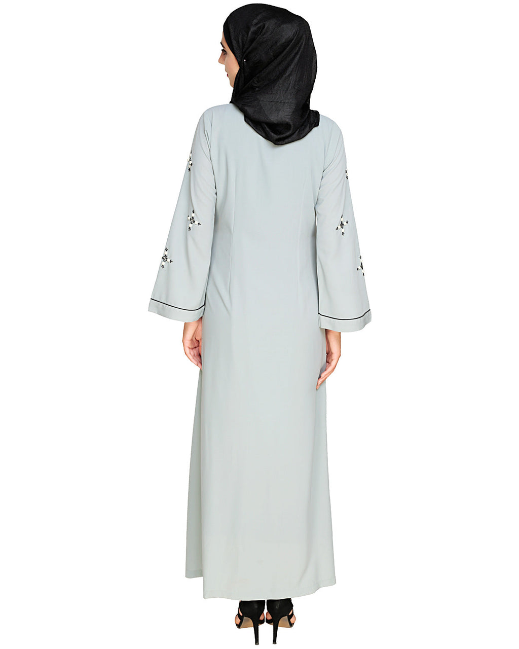 Newfangled Pearl Embroidered Abaya Sage Green