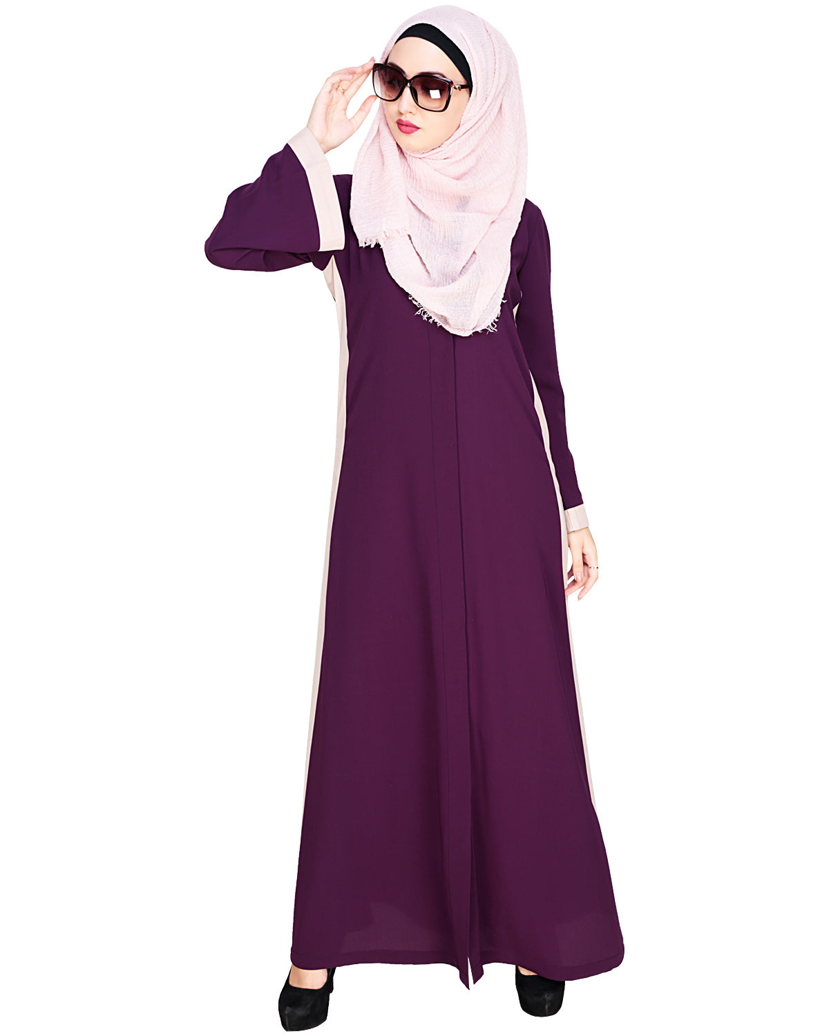 Side Panelled Abaya Grey