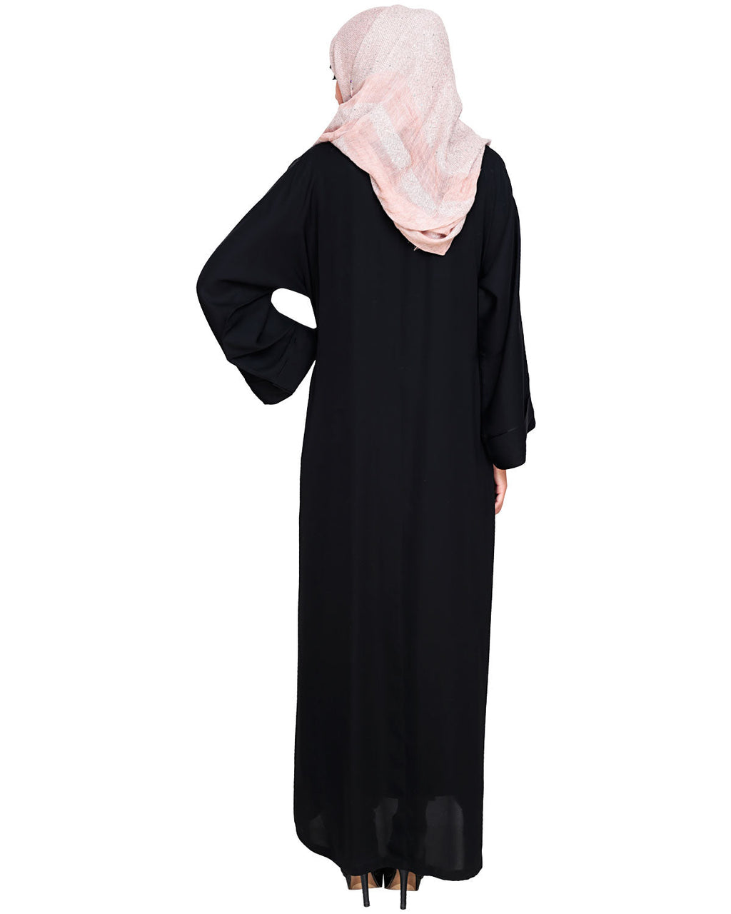 Floral Pendant Dubai Style Abaya Black